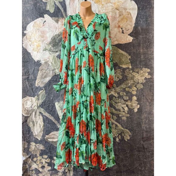 New Anthropologie The Odetta Ruffled V-Neck Dress Sz 1X - Picture 6 of 9